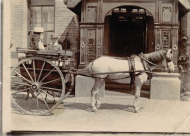 Gladys and her brother Justin in a pony trap at Dr Broads